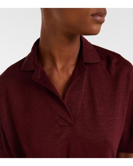 Loro Piana Red Gargano Linen Polo Shirt