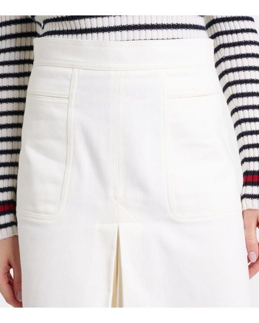 Max Mara White Renoir Pleated Cotton Midi Skirt