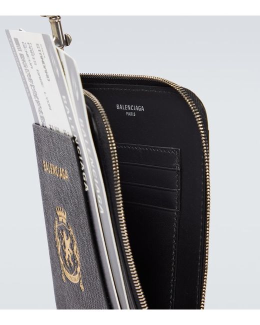 Porte-Telephone Et Passeport Borde De Cuir Balenciaga pour homme en coloris Black