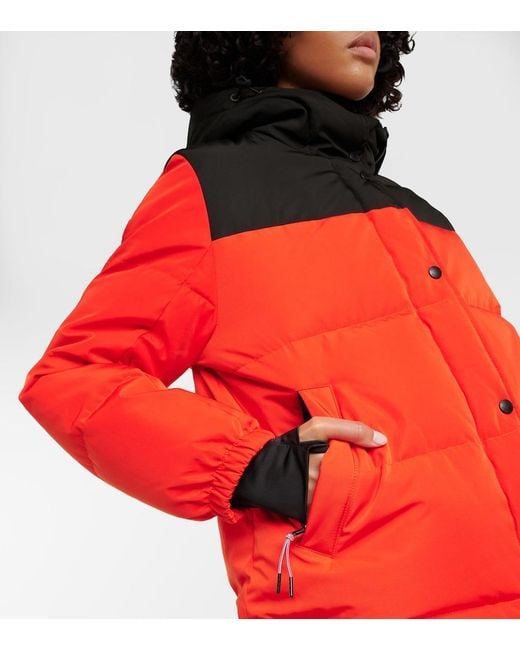 Yves Salomon Red Hooded Ski Down Jacket
