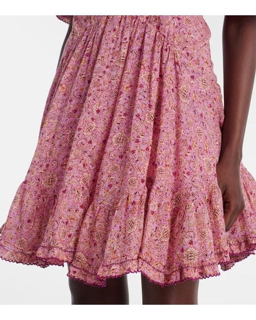 Isabel Marant Pink Celyn Ruffled Cotton Minidress