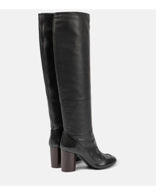 Lemaire Black Glove Leather Knee-High Boots