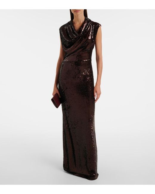 TOVE Black Azalea Sequined Gown