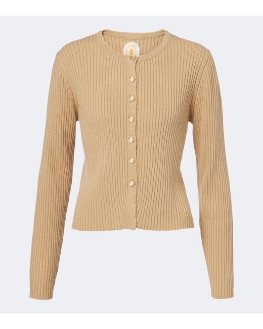 Jardin Des Orangers Natural Ribbed-Knit Wool And Cashmere Cardigan