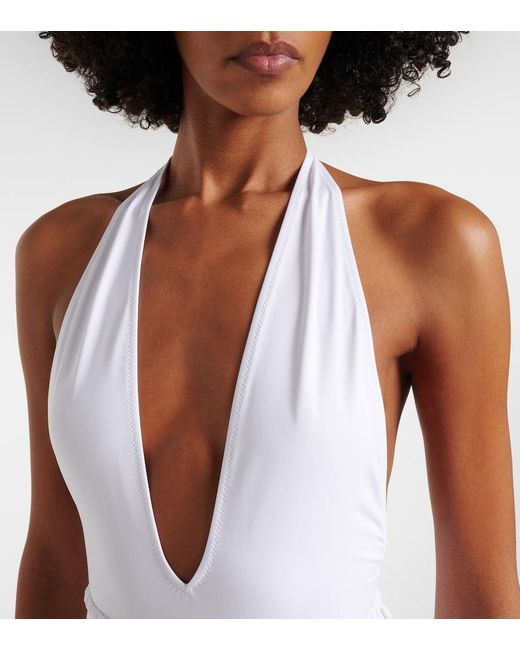 Gucci White Halterneck Jersey Bodysuit