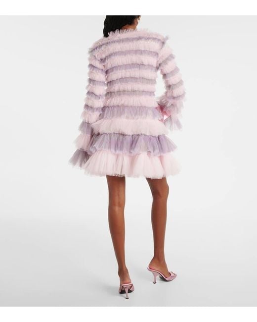 Vestido Corto De Tul Fruncido SUSAN FANG de color Pink