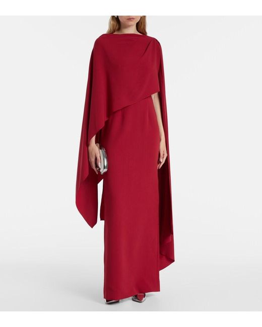Roksanda Red Demetria Caped Crepe Gown