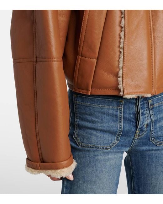 Chaqueta De Piel Con Forro De Borrego Victoria Beckham de color Brown