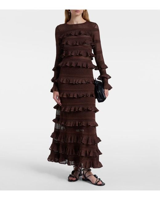Zimmermann Brown Hypnotic Ruffled Top