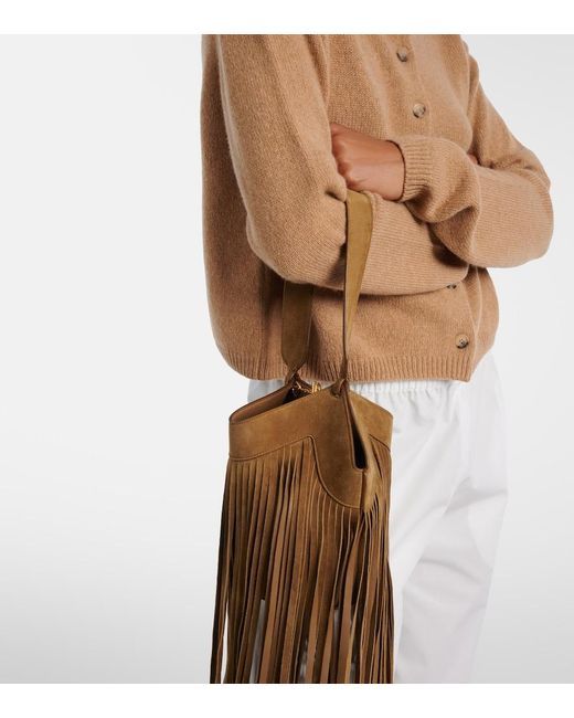 Khaite Metallic Lotus Nano Fringed Suede Tote Bag