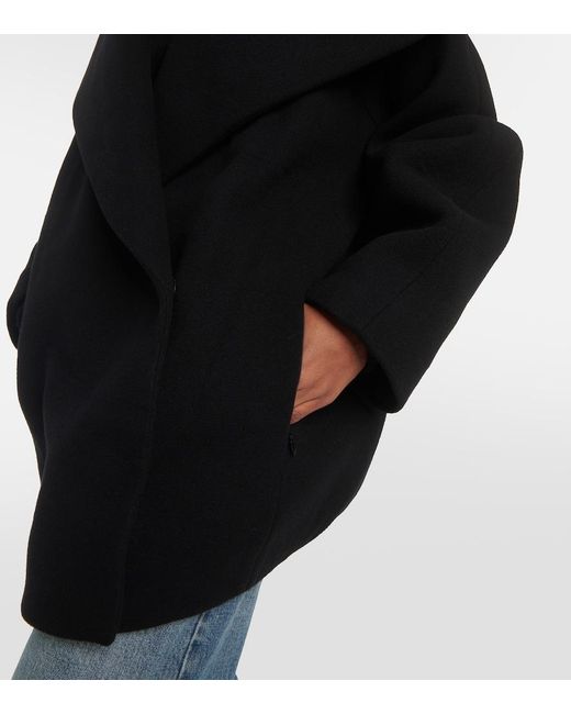 Alaïa Black Cocoon Wrap Virgin Wool Coat