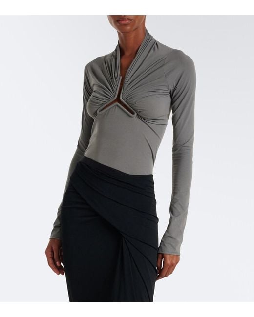 Rick Owens Gray Allanah Gathered Jersey Top