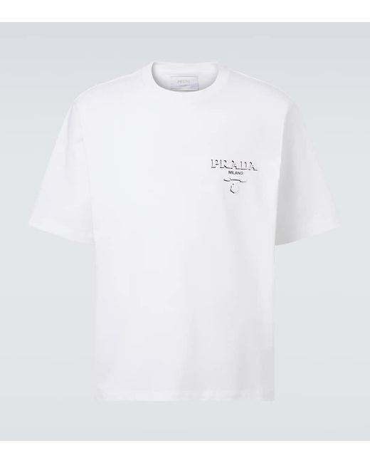 Prada T-Shirt Aus Baumwoll-Jersey in White für Herren
