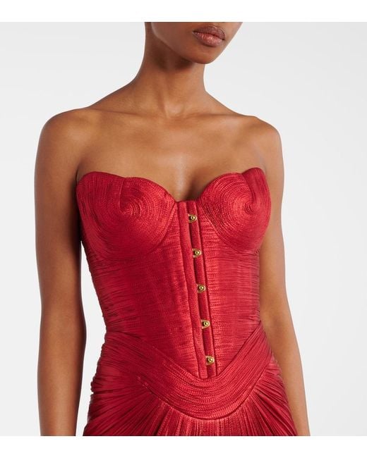 Maria Lucia Hohan Red Kiera Silk Tulle Corset Gown