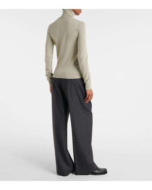 Loro Piana Green Cashmere Turtleneck Sweater