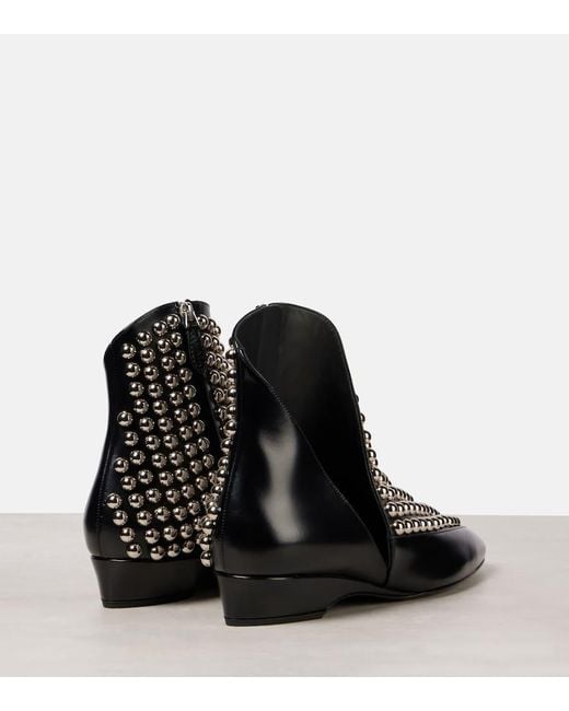 Alaïa Black Verzierte Ankle Boots Aus Leder
