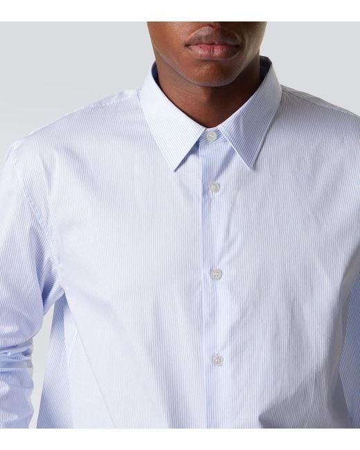 Saint Laurent White Striped Cotton Shirt for men
