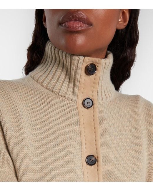 Loro Piana Natural Parksville Cashmere Turtleneck Sweater