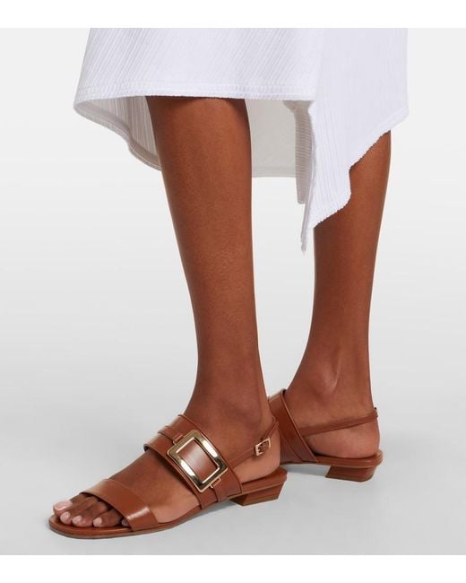 Roger Vivier Brown Belle Vivier Leather Slingback Sandals