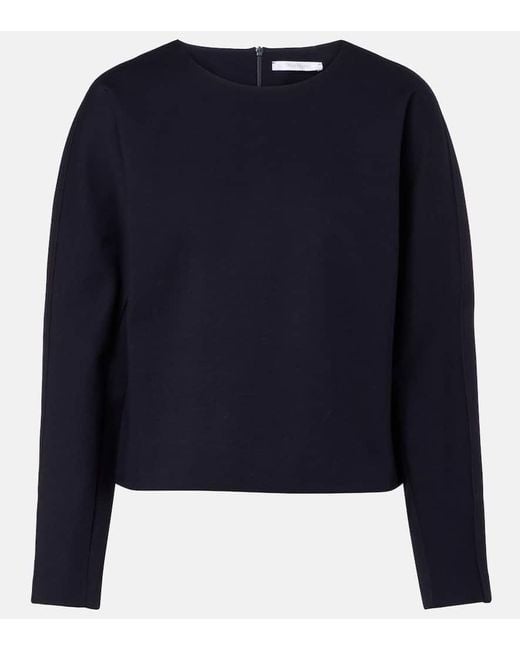 Max Mara Blue Top Girello Aus Einem Wollgemisch