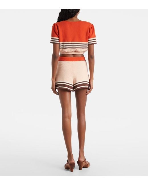 Zimmermann Red Ascension Knitted Cotton-Blend Top