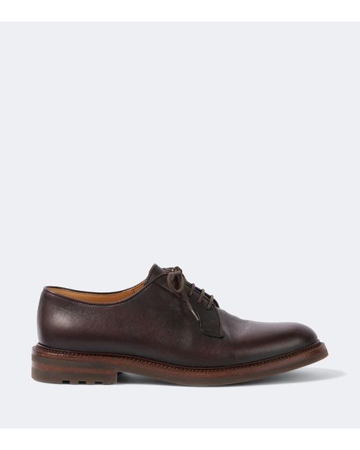 Brunello Cucinelli Brown Leather Derby Shoes for men