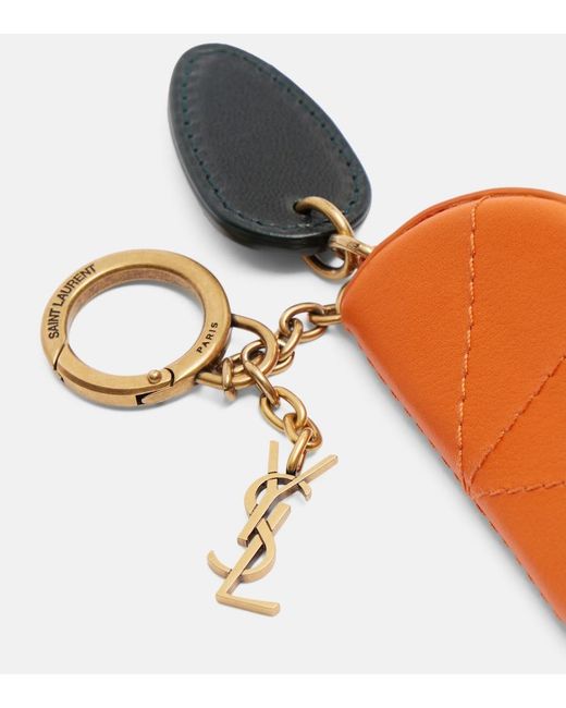 Saint Laurent Orange Leather Keychain