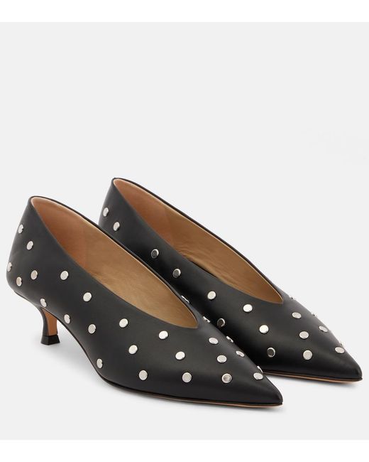 Le Monde Beryl Black Studded Leather Pumps