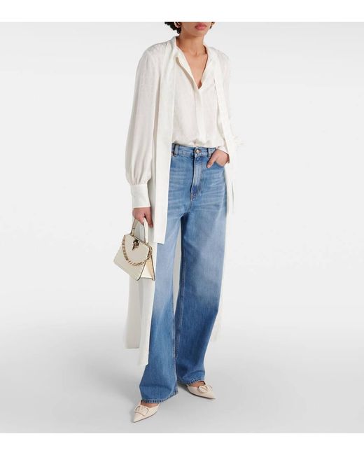 Valentino White Bluse Toile Iconographe Aus Seide