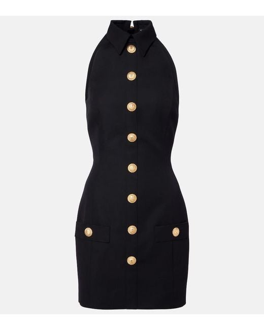 Balmain Black Minikleid Aus Wolle