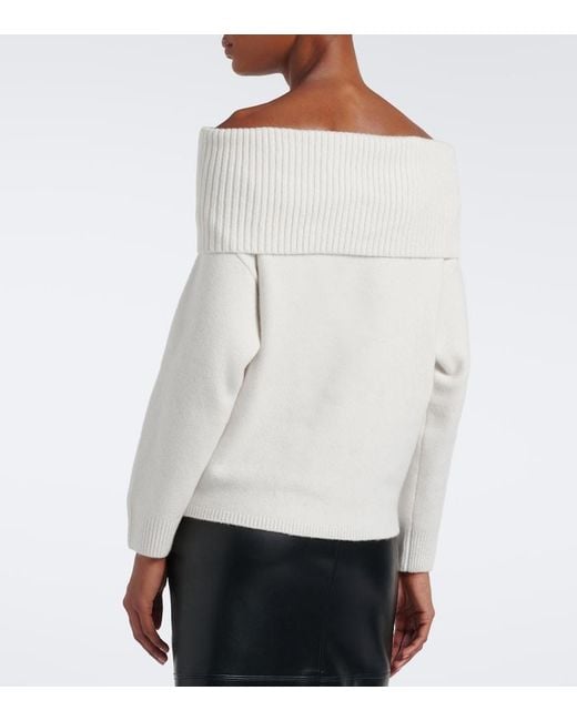 Loulou de Saison Natural Sibyl Off-Shoulder Cashmere-Blend Sweater