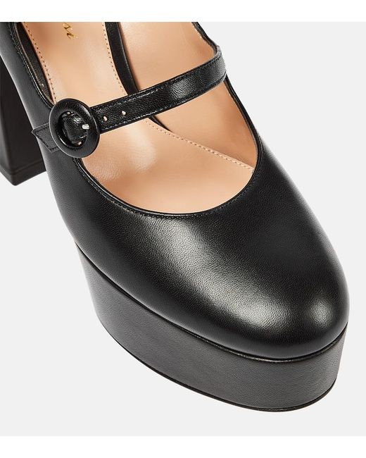 Gianvito Rossi Black Mary Jane Leather Platform Pumps