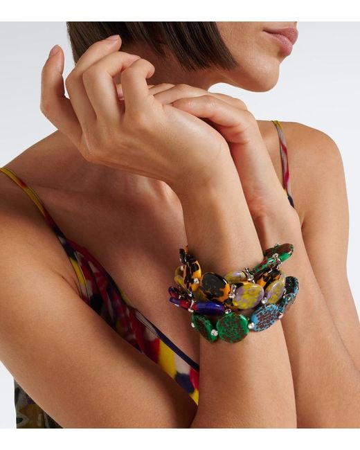 Dries Van Noten Green Beaded Bracelet