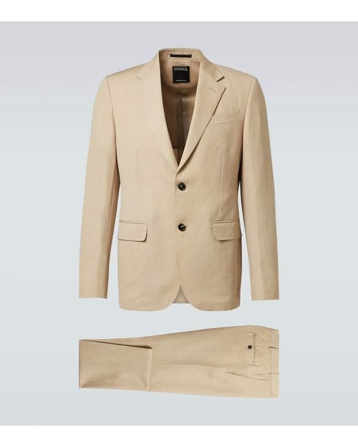 Zegna Natural Trofeo Wool And Linen Suit for men