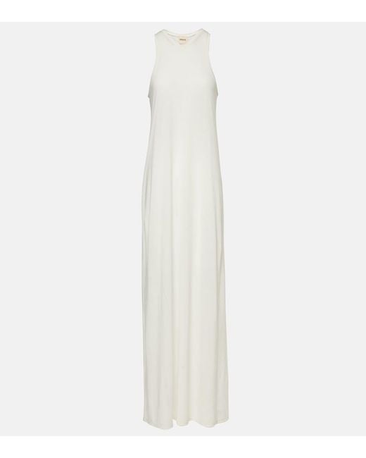 Khaite White Vernetta Cotton-Blend Jersey Maxi Dress