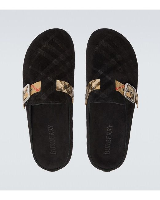 Burberry Black Urchin Suede Clogs for men