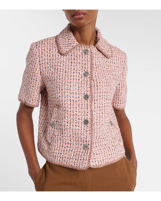 Etro Pink Cropped Tweed Jacket