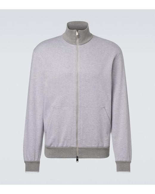 Brioni Gray Cotton-Blend Track Jacket for men