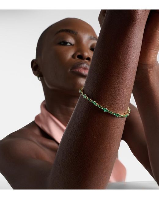 Ileana Makri Multicolor Rivulet 18kt Gold Bracelet With Emeralds