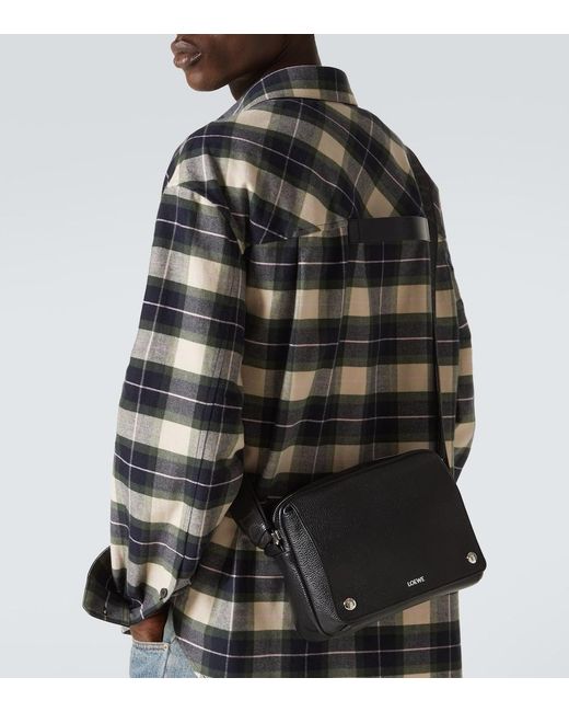 Loewe Black Pebble Medium Leather Shoulder Bag for men