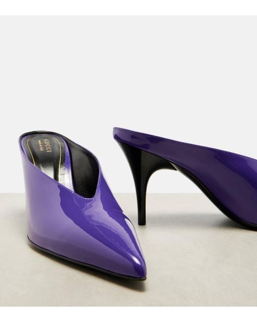 Gucci Purple Mules 97 Aus Lackleder