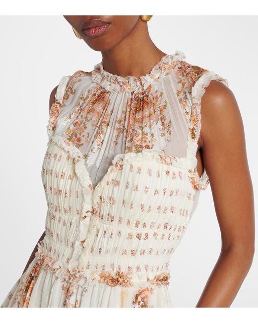 Ulla Johnson Natural Kasia Floral Silk-Blend Maxi Dress
