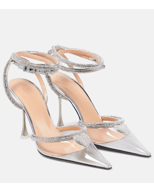Mach & Mach Crystal Heart Embellished Pvc Pumps in White | Lyst