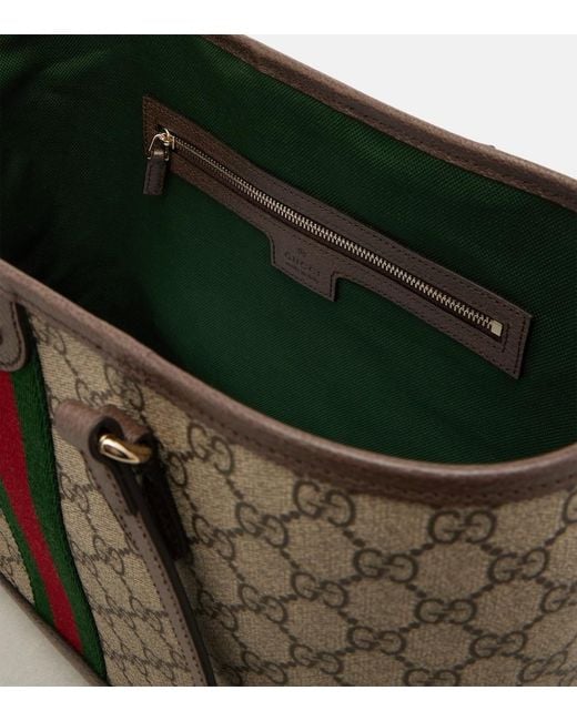Gucci Brown 'Ophidia' Shopper With All-Over Gg Motif And Metallic Logo On The Front