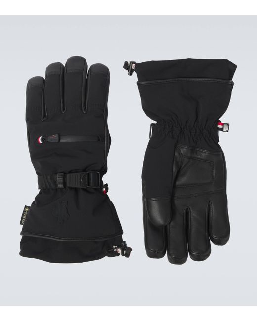 Moncler Black Leather-trimmed Ski Gloves for men