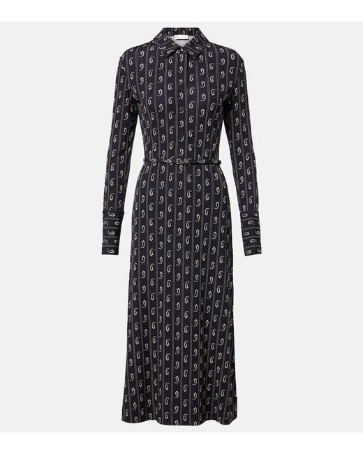 Abito Midi Con Stampa di Tory Burch in Black