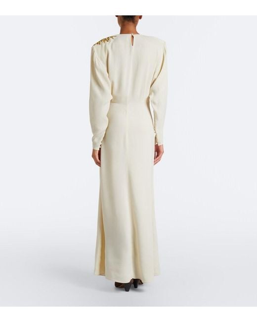 Isabel Marant Natural Samsha Embellished Crepe Maxi Dress