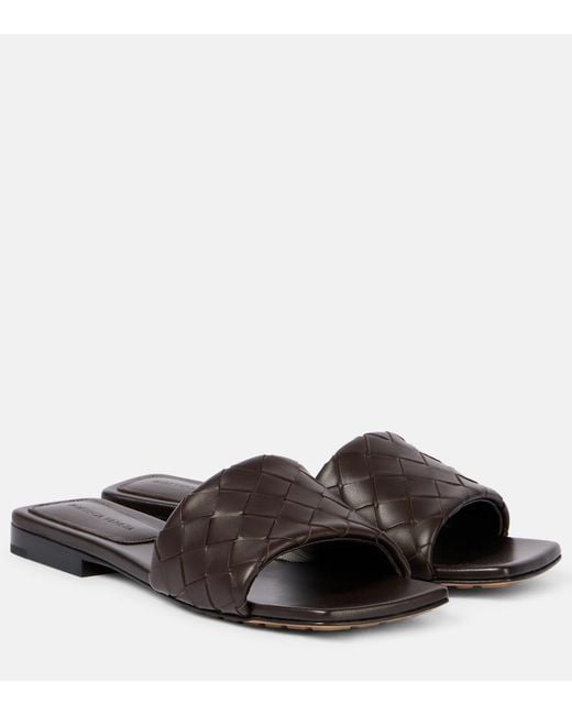 Bottega Veneta Brown Parco Intrecciato Leather Mules