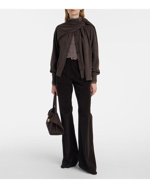 Ferragamo Brown Draped Cashmere Cardigan