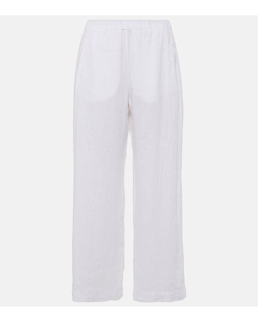 Velvet White Lola Linen Wide-Leg Pants